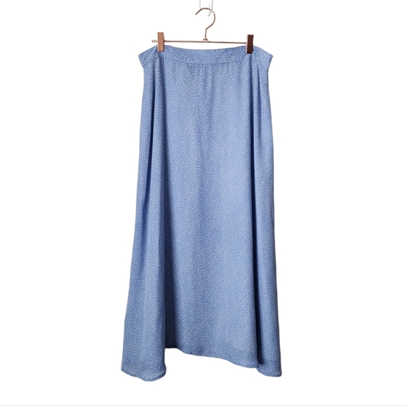 DUE PER‎ DUE x VINTAGE midi skirt in ditsy dots blue white lined Cottagecore 14 - Picture 1 of 7